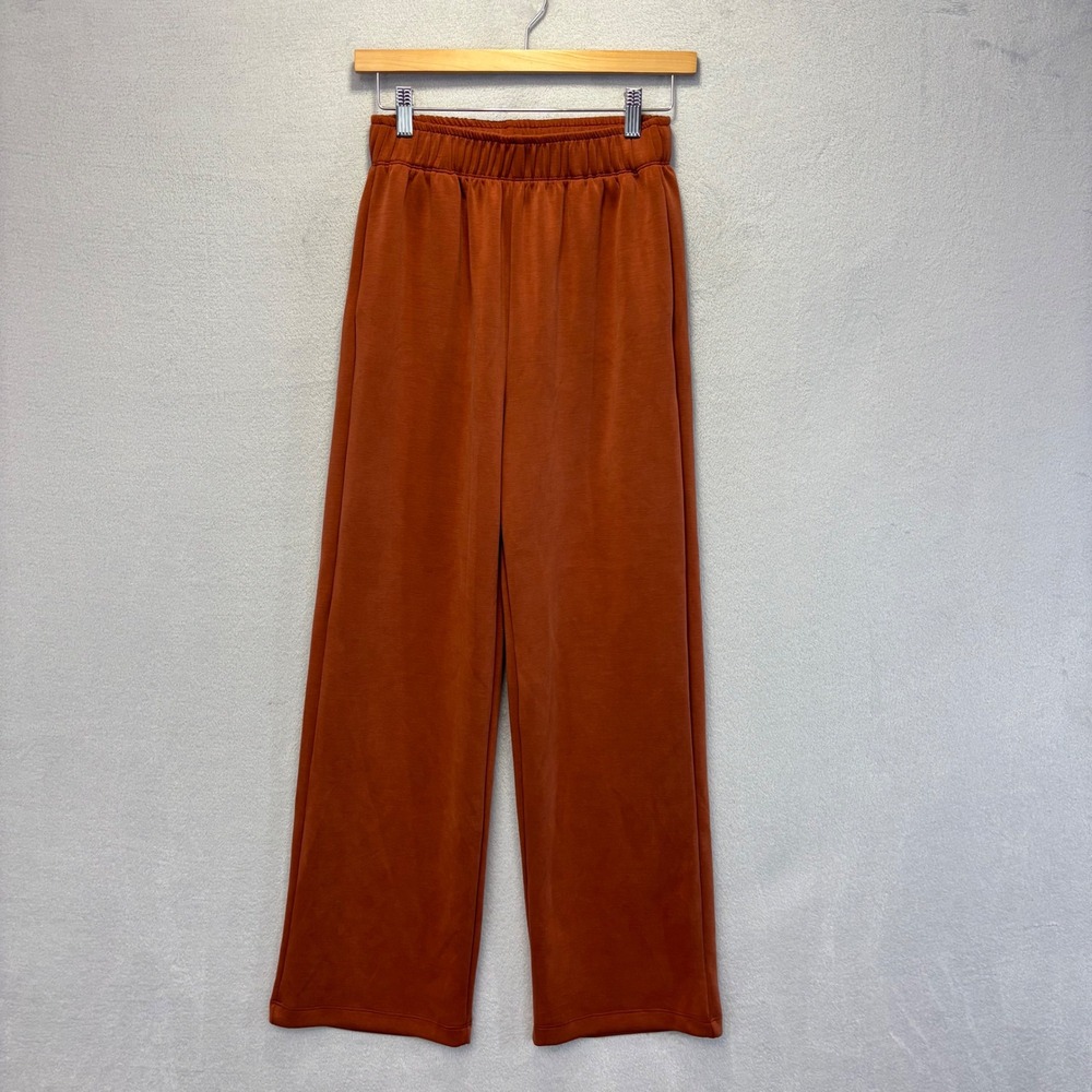 Charlotte Avery Wide Leg Pants Womens Small Burnt Orange Modal Blend High Rise